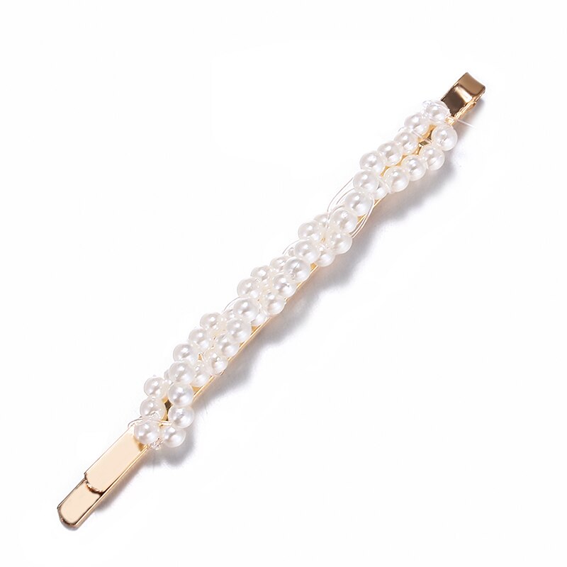 Pearl Hair Clip for Women Korean Snap Barrette Stick Hairpin Hair Styling Accessories Hair Pins: f001j