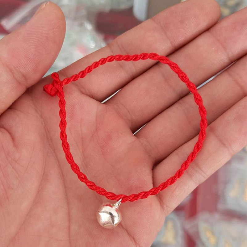 1PC rouge corde Bracelets armure corde chaîne amoureux unisexe Couple Simple garçons à la main enfants avec cloche filles chanceux