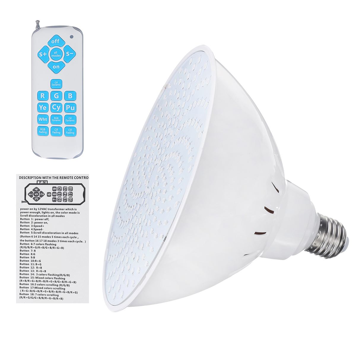 12V 120V 15W LED Swimming Pool Light 252 LED Waterproof IP68 Underwater Light Pond Lights E27 bulb RGB Led Piscina Luz Spotlight: 12V