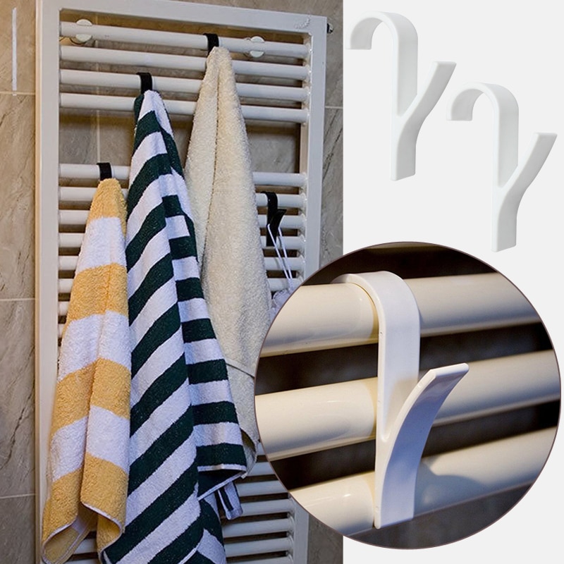 Bøjle til opvarmet håndklæde radiator bøjle badekar krog holder tøj bøjle percha pletable tørklæde bøjle 6 stk hvid