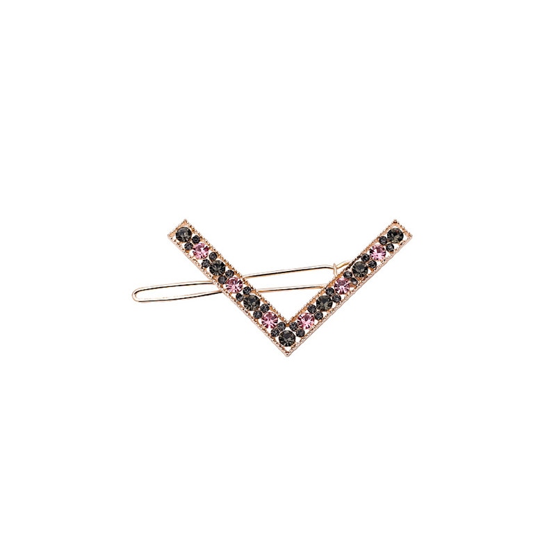 Pasador de Clip de pelo de , diadema de cristal geométrica de Metal, pasador circular con forma de V, soporte para niñas, accesorios de cabello para mujer