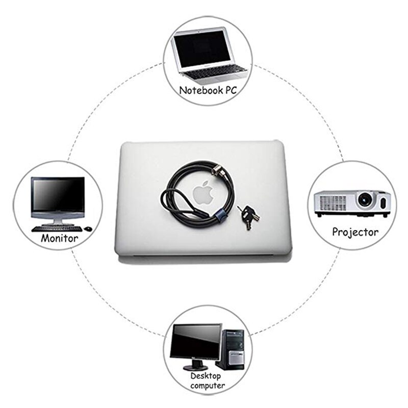 Anti-Theft Notebook Laptop PC Computer Desk Key Security Lock Chain Cable With 2 Keys Laptop Cable Lock