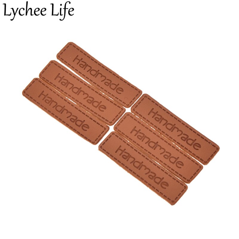 Lychee life 50 stk pu læder håndlavet etiket syning tøj prægning tags diy fabrik hjem samling: Ikke-porøs