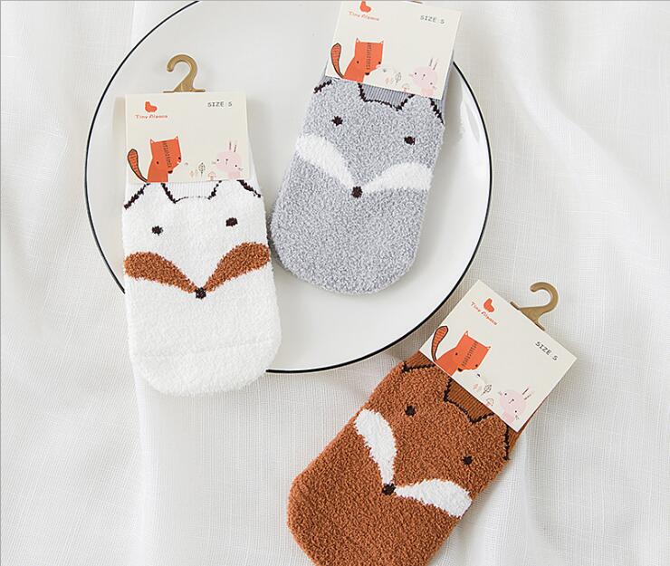 3 paires/lot automne hiver enfants chaussettes plume fil enfants chaussettes pour filles garçons Super doux infantile bébé chaussettes courtes: 1 / 2-4 years