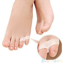 1 par de gel 2 buracos dedo do pé pinky orthotics separador cauda toe straightener separador 2mon 2o7f bgqw