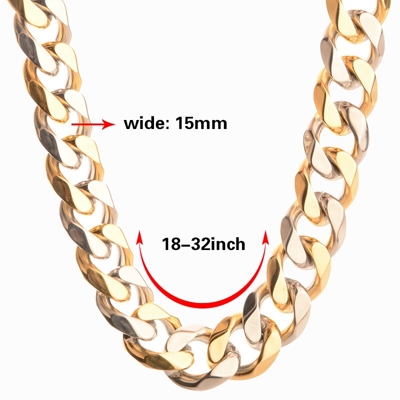 Tiasri 15mm Cuban Link Kette Gothic Ästhetischen Aussage Halskette männer Armband Ketten Für Männer Edelstahl Schmuck