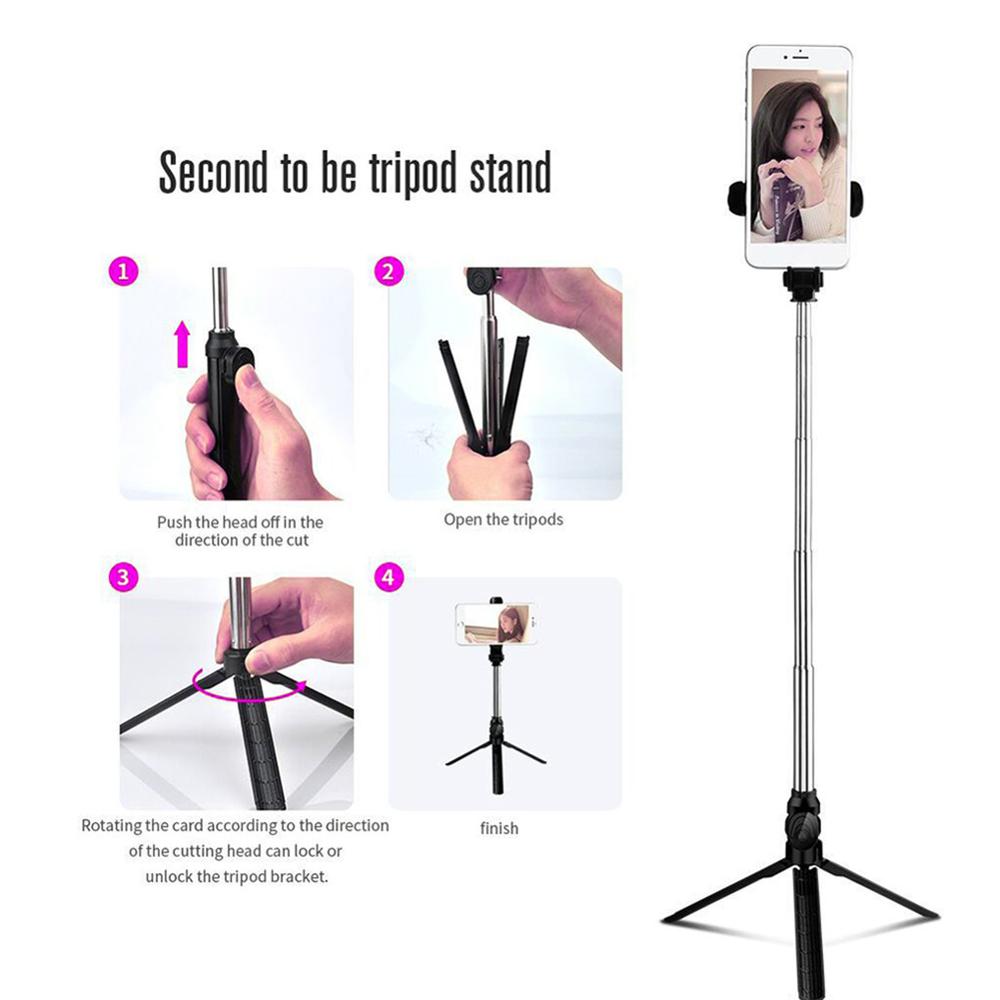 Draagbare Bluetooth Selfie Stok Statief Met Licht Invullen Draadloze Afstandsbediening Foto Selfie Stick Voor Xiaomi Huawei Telefoon