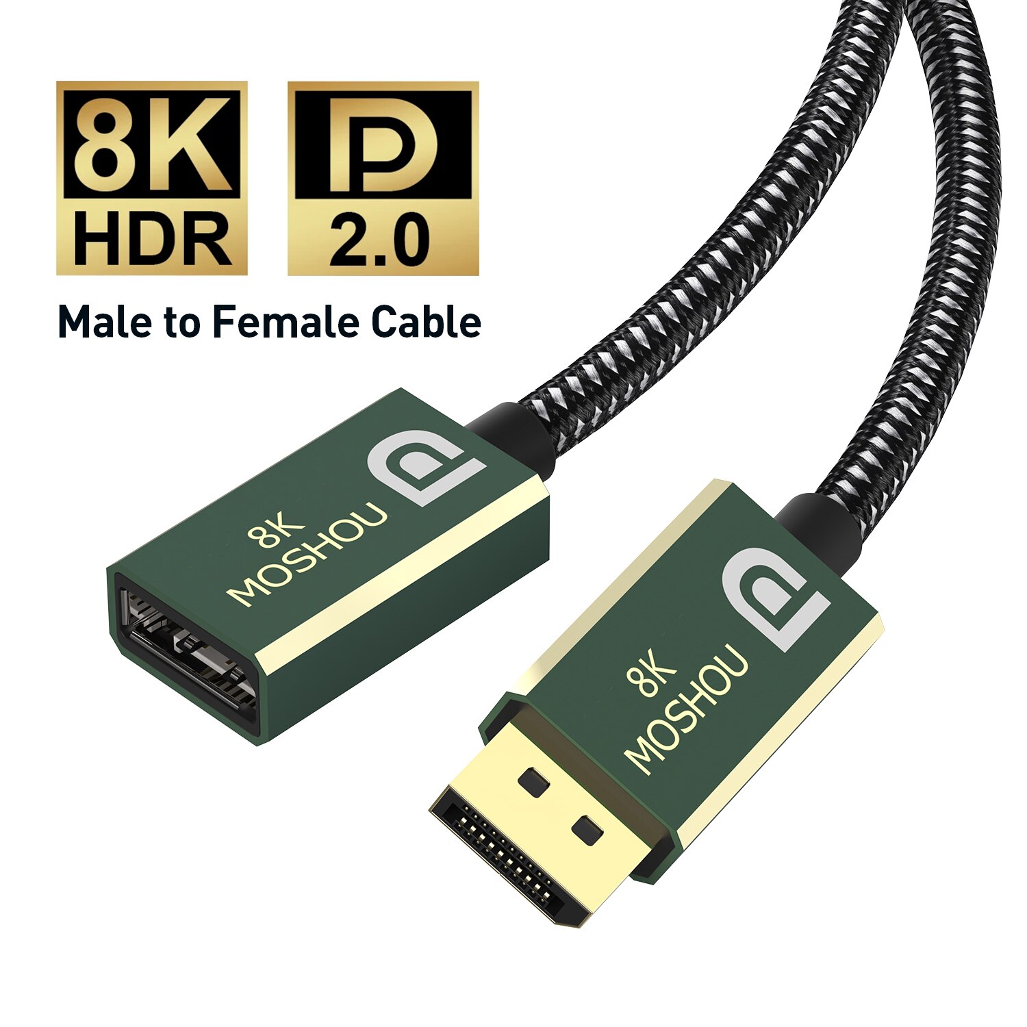 DisplayPort 2.0 Cable 8K 60Hz 4K 144Hz 77.4Gbps Display Port Adapter For Video PC Laptop TV RTX 3080 DP 2.0 to DP Wire: Male to Female 2.0 / 0.25m