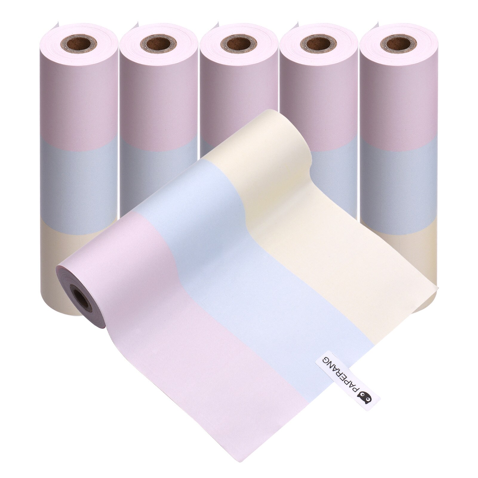 Rouleau de papier thermique arc-en-ciel, sans BPA, pour imprimante de poche PAPERANG C1, 3/6/12/18/21, 112x30mm, dure 2 ans: 6PCS Rainbow
