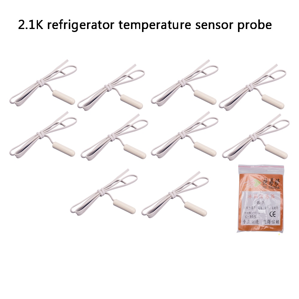 10 stk 2.1k køleskab temperatursensor sonde med rund hoved fryser køleskab controller sensor isboks reservedele