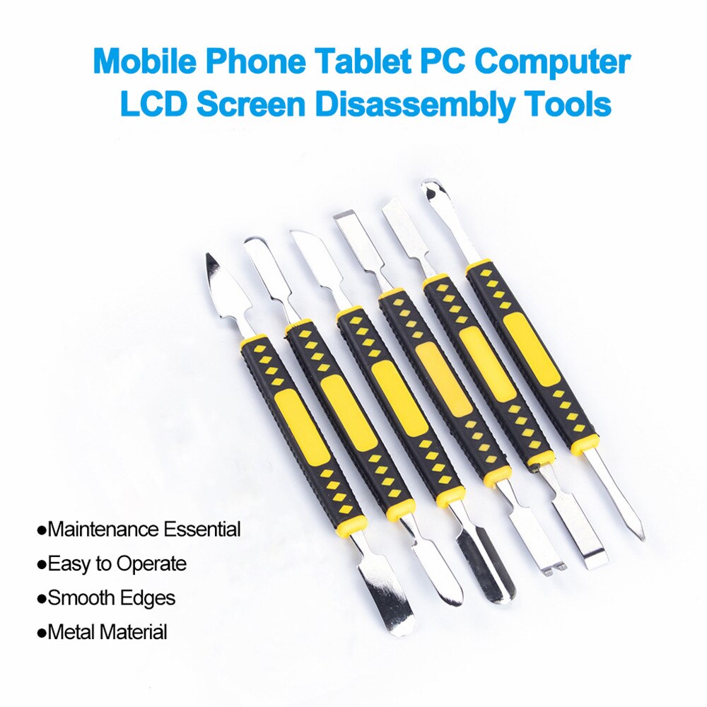 6pcs doppie estremità in metallo Spudger leva apertura Kit di strumenti di riparazione per telefono Computer orologio elettronica riparazione fai da te apertura leva Set di barre