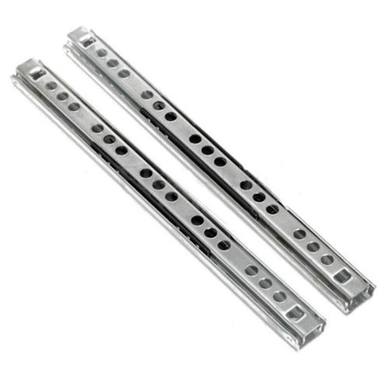 Glissières de tiroir à roulement à billes, Extension complète robuste, Rail de guidage de meubles monté sur le côté, armoire en Zinc, 17mm, 2 pièces