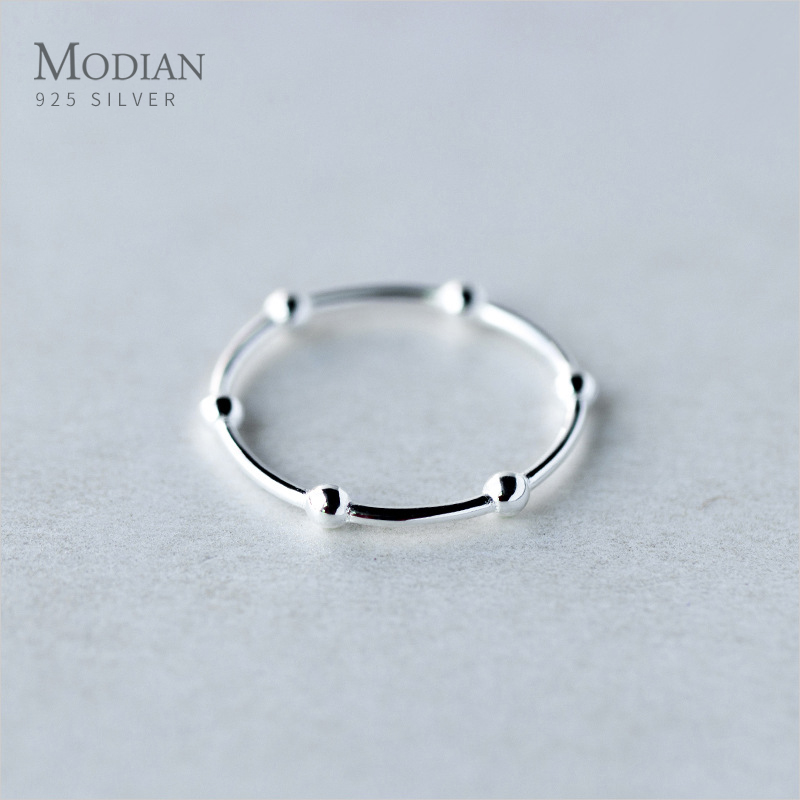 Modian Verstelbare Gratis Size Ringen Voor Vrouwen 925 Sterling Zilveren Minimalistische Ronde Licht Kraal Ring Fijne Sieraden Bijoux