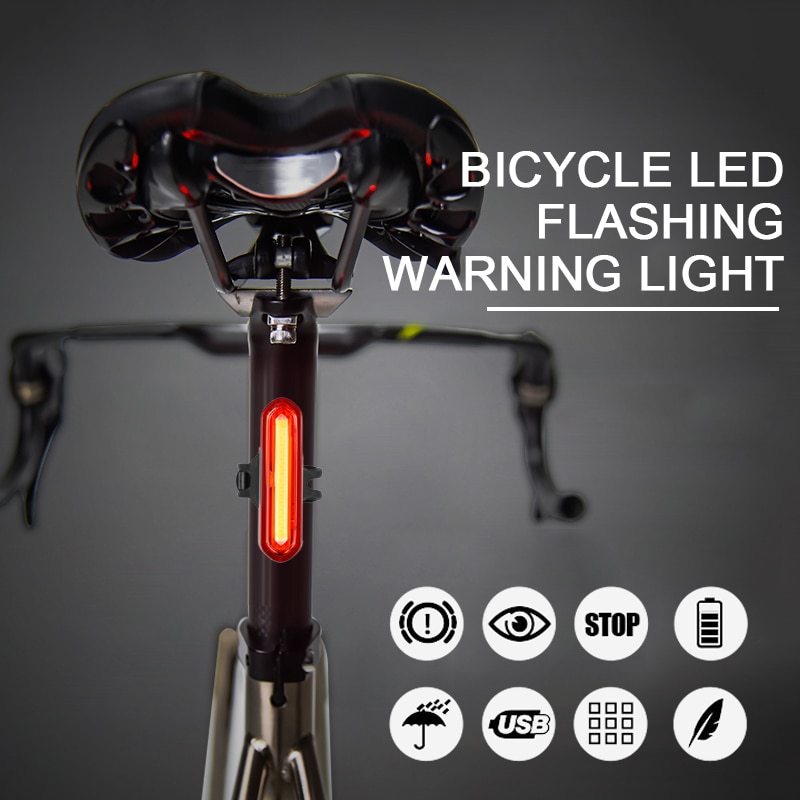 Bicycle Rear Light Mountain Bike Tail Light USB Charging LED Warning Lamps Cycling Waterproof Tail Lamp For Outdoor Night Riding