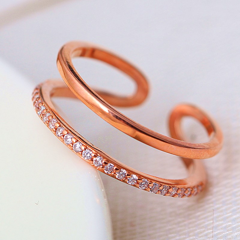 Wedding Rings Fire Double-layer Zircon Adjustable Charm Ladies Ring Engagement Christmas For Woman Female Jewelry