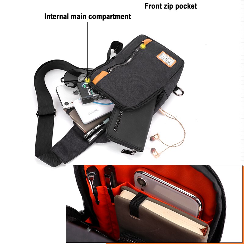 Goloen Wolf Anti-Theft Men's Messenger Bags Multi-pocket Sling Shoulder Bags Casual Chest Pack Laptop Travel Crossbody Bags Male