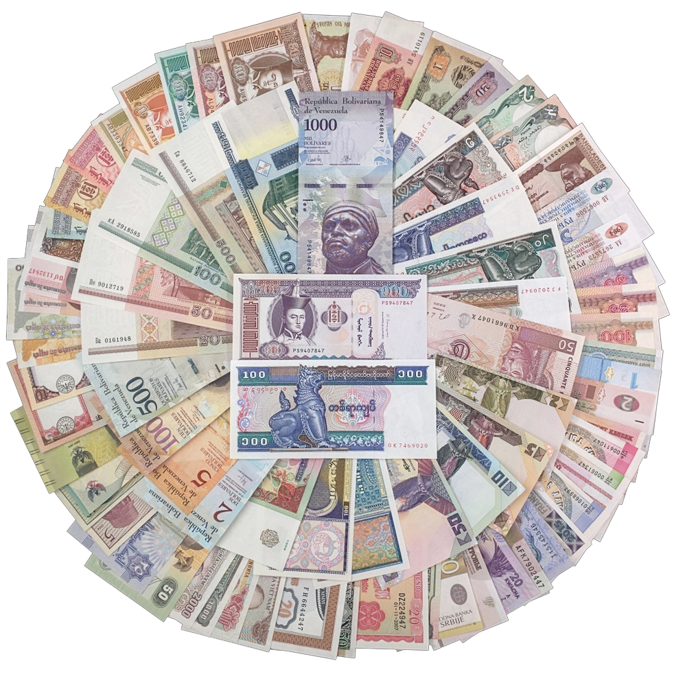 Lote de 100 Uds., juego de notas del mundo diferentes de 30 / 50 países, ! , 100% auténtico, UNC