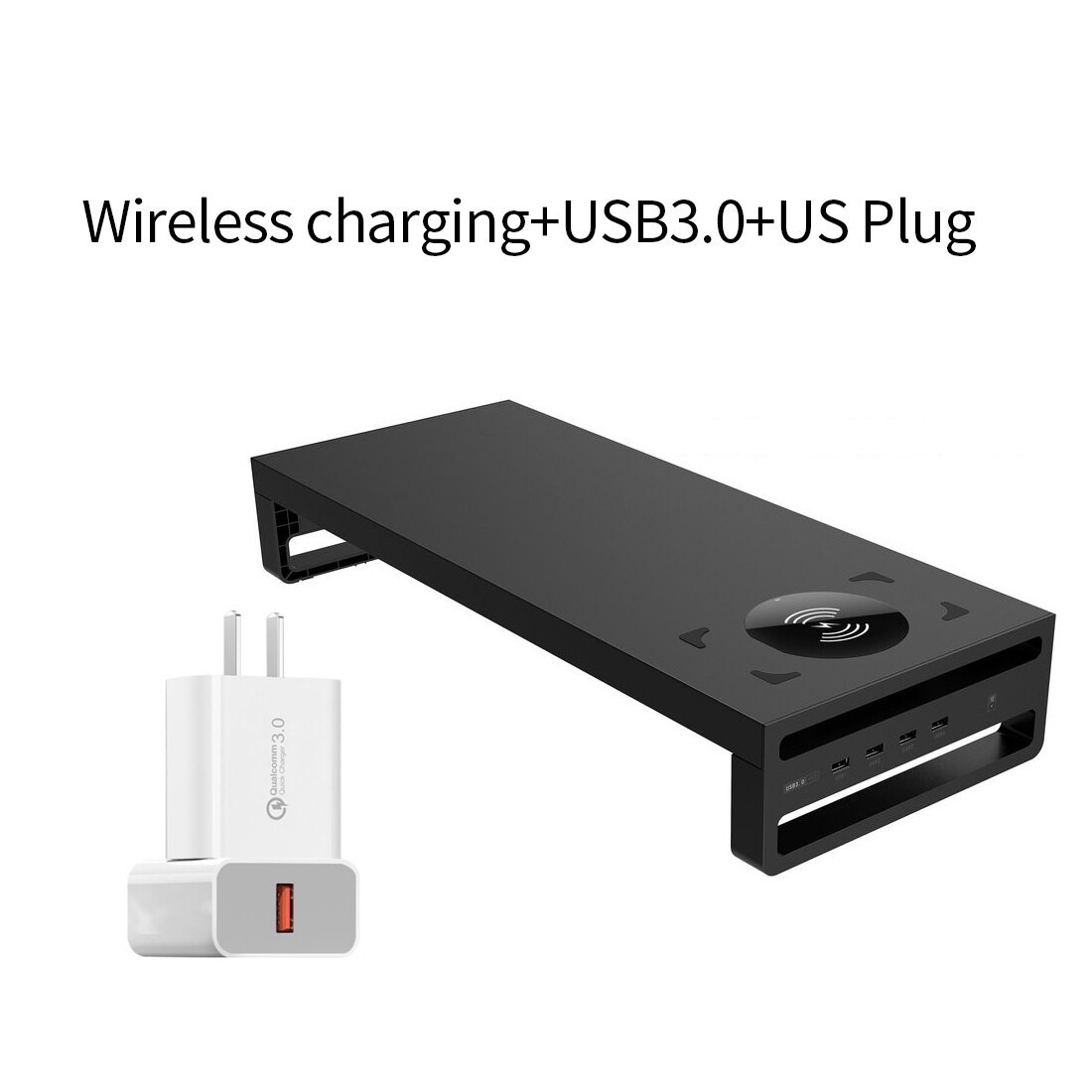 USB3.0 Wireless Thermal Charging Monitor Stand Riser Laptop Base Heightening Transfer Data Keyboard Mouse Charging Storage: US Wireless charging