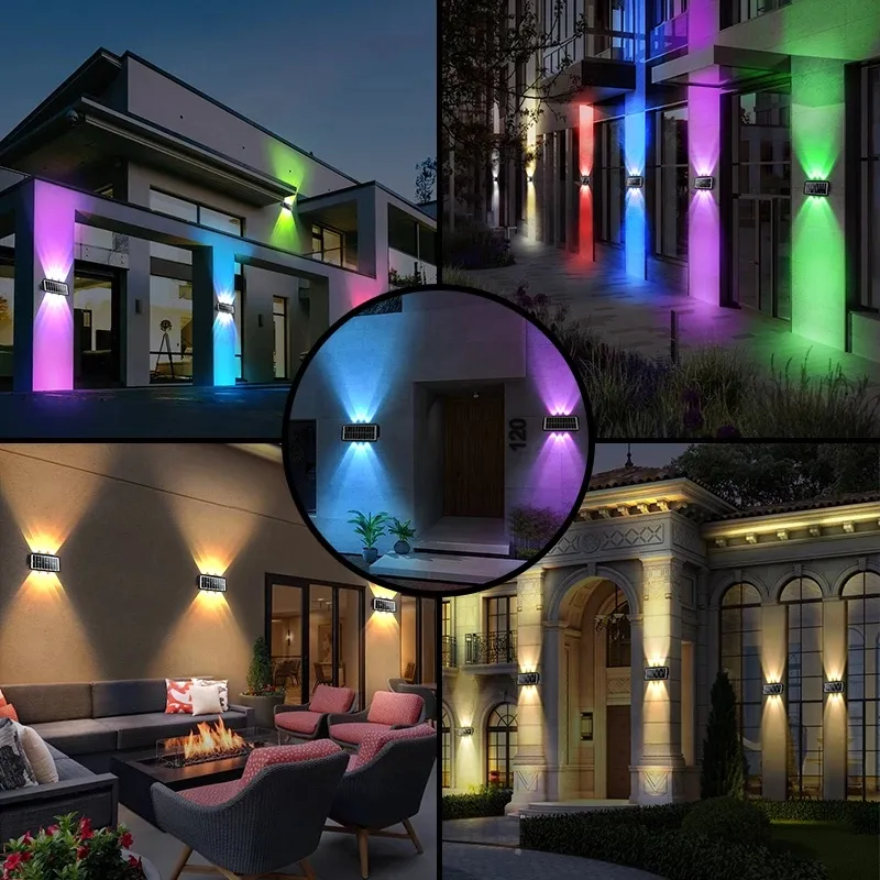 Lámpara Solar de pared Led para exteriores, decoración impermeable, lámpara de jardín, iluminación luminosa arriba y abajo para pared, porche, balcón, jardín y calle