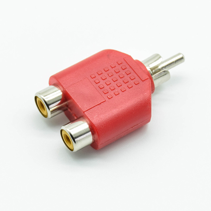 4 stks/partij RCA Y Splitter AV Audio Video Plug Converter 1 Man naar 2 Vrouwelijke Adapter Kit Lotus Kleur AV Jack RCA plug Naar Dubbele