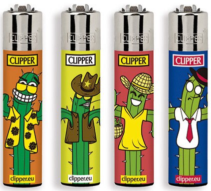 Clipper Coleciones Caricatura, Elige la Colecion de 4 Mecheros: 4 x Cactus