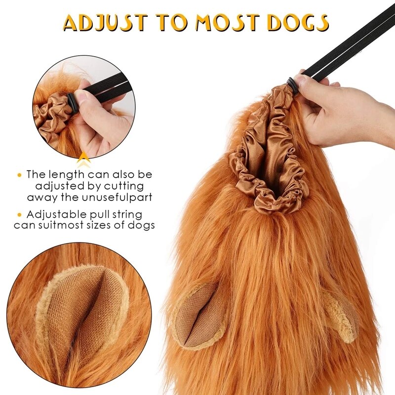 Peluca de Melena De León para perro, ropa de Cosplay con cola para perros, gato, decoración para , peluca, sombrero, disfraz, juguete, accesorios para mascotas