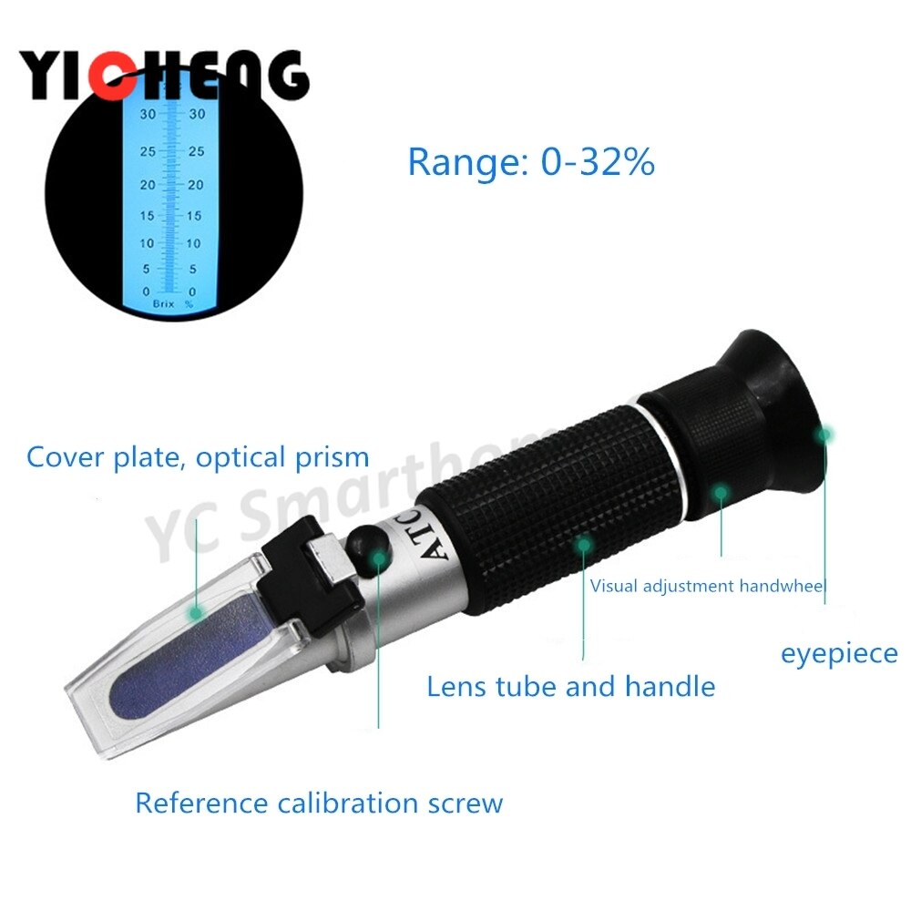 Portable Abbe Refractometer 0-32/80Sugar Meter Refractive Instrument Optical Refraction Food and Beverage Sugar Content Detector