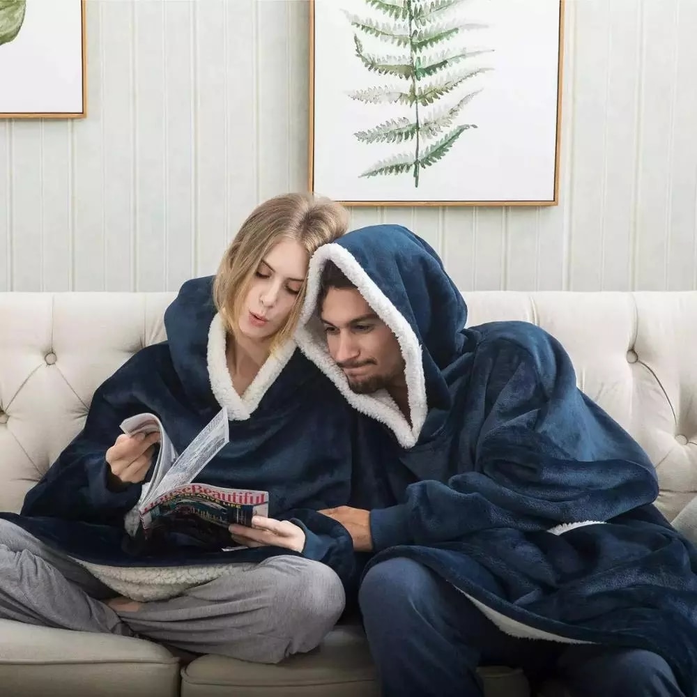 Winter Dicke Comfy Fleece TV Decke Mit Ärmeln Mit Kapuze Gewichteten Erwachsene Fleece Decke Hoodie Tasche Weiche Warme Für Betten Hoodie