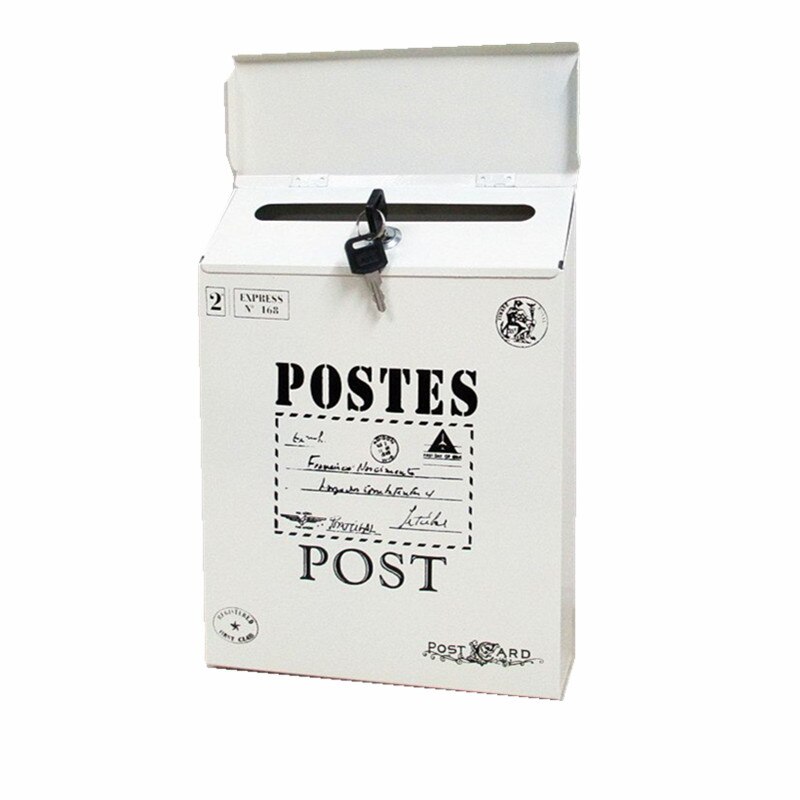 Retro outdoor mailbox withe key lock rain protection suggestion Metal Boxes Newspaper Letter Post Storage Home Garden Supplies