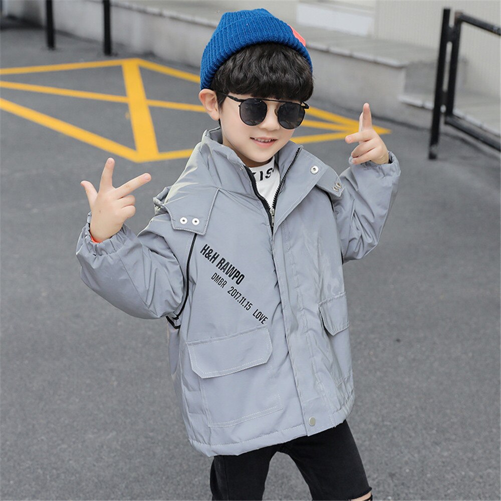 Benemaker Winter Jacket Boys Girls For Reflective Windbreaker Baby Clothes Children Clothing Kids Hooded Warm Coat CX053