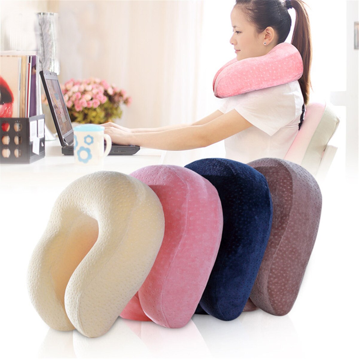 Portable U Shaped Pillow Travel Neck Pillow Breathable Office Neck Head Support