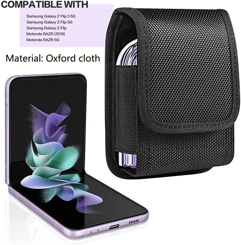 For Samsung Galaxy Z Fold 3 Pouch Belt Clip Holster Phone Case For Galaxy Z Flip 3 Motorola Razr 5G Oxford Cloth Waist Bag Cover: Galaxy Z Flip / Style 2