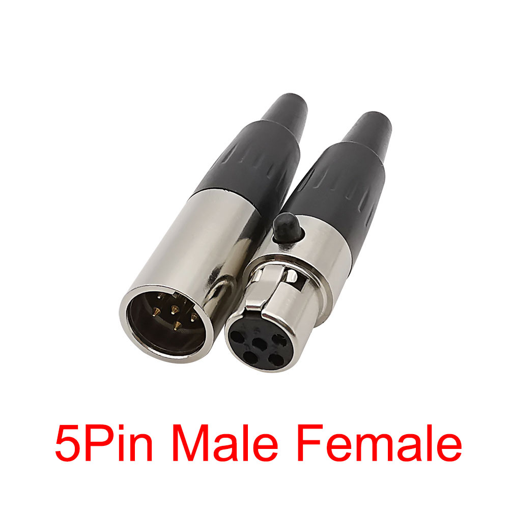 Mini XLR 3 pines 4 pines 5 pines 6 pines enchufe hembra macho micrófono conector de Audio Cable adaptador de micrófono de soldadura: Blanco