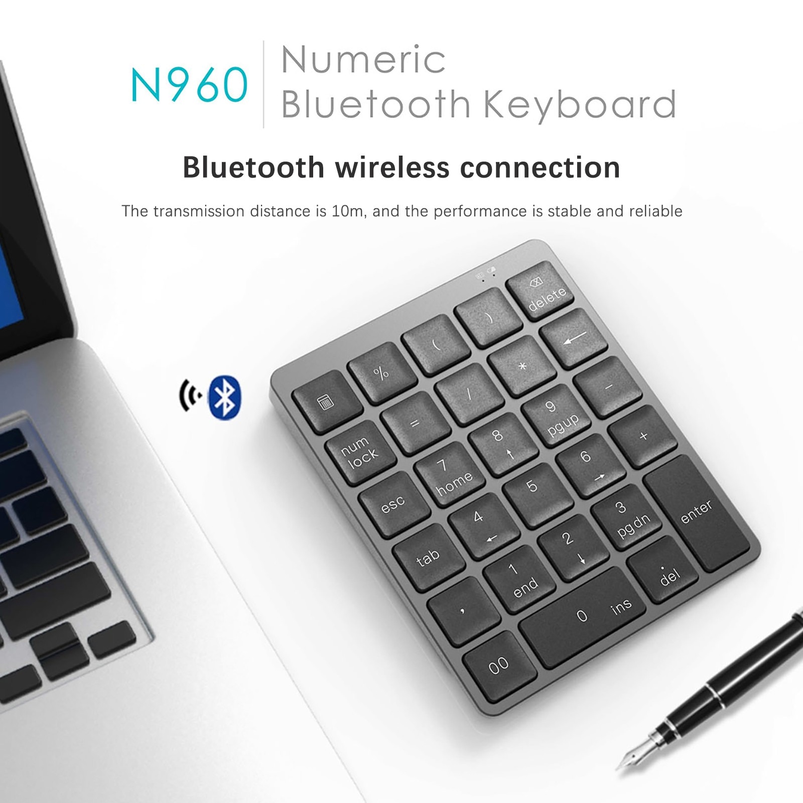 Bluetooth Wireless Keyboard Numeric Keypad Rechargeable 28Key Number Pad For PC Tablet Laptop Desktop Office Numeric Keyboard: Default Title