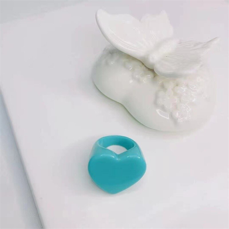 Sweet Charm Kleurrijke Hars Hart Hars Acryl Vinger Ringen Voor Vrouwen Meisjes Eenvoudige Zomer Partij Sieraden: 11