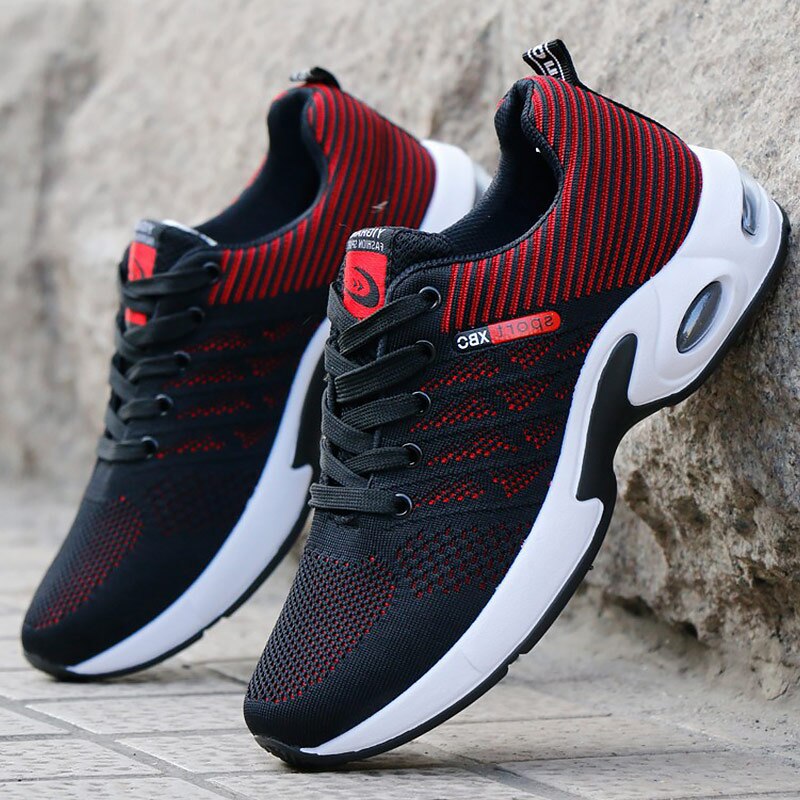 Summer Air Mesh Breathable Wedges Sneakers For Men Outdoor sport Vulcanized Shoes Mens Sneakers Plus Size 38-44: Red / 8.5
