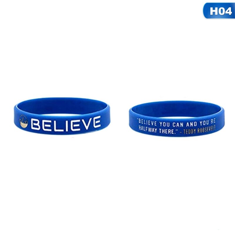 Inspirational Colorful Bracelets With Positive Words Dream Courage Believe Hope Faith Strength Motivational Silicone Wristband: BL4247H04