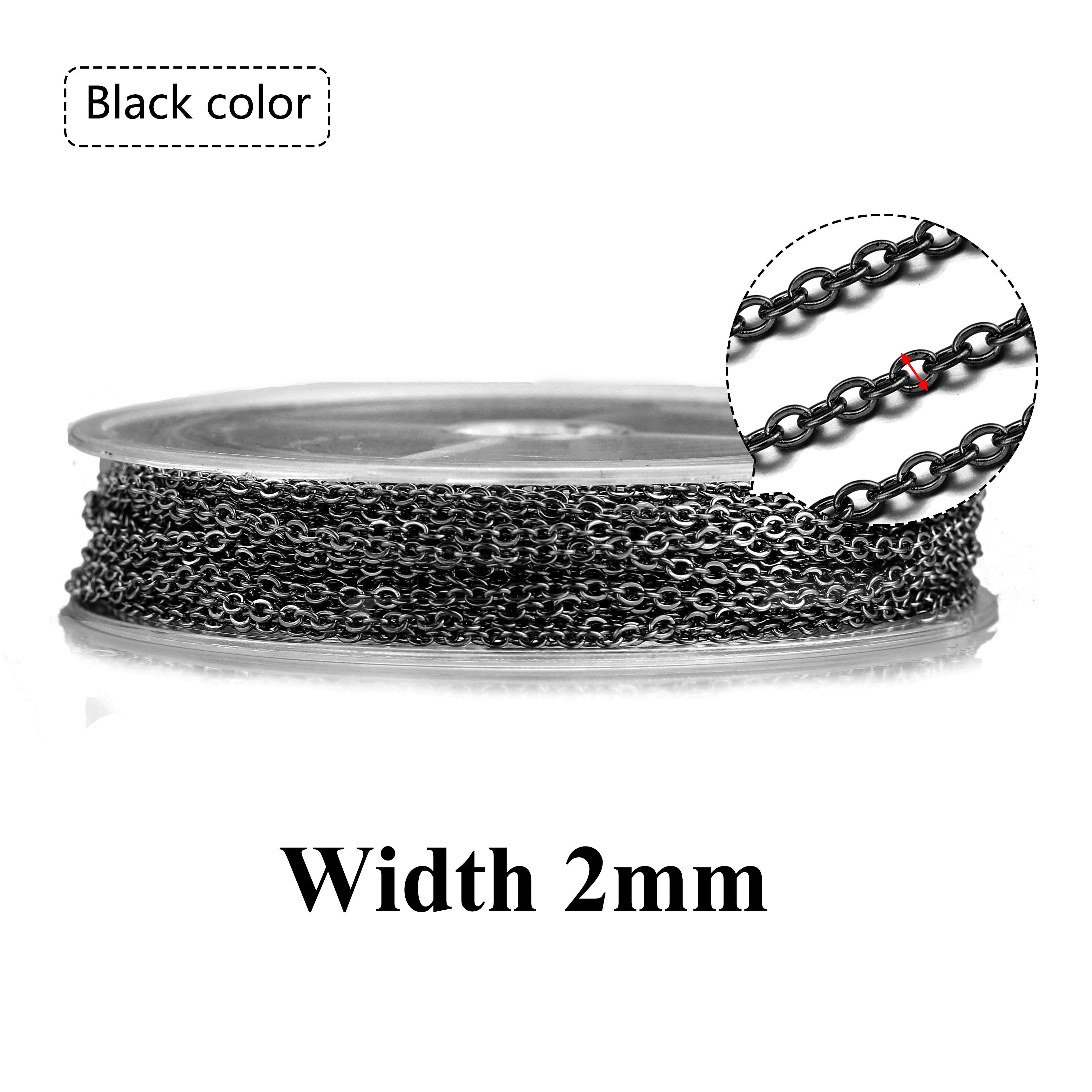 10 m/rol roestvrij staal plat kabel ketting bulk voor zilver rose gouden ketting 1 mm 1,5 mm 2 mm 2,5 mm ketting diy sieraden materialen: Light Grey