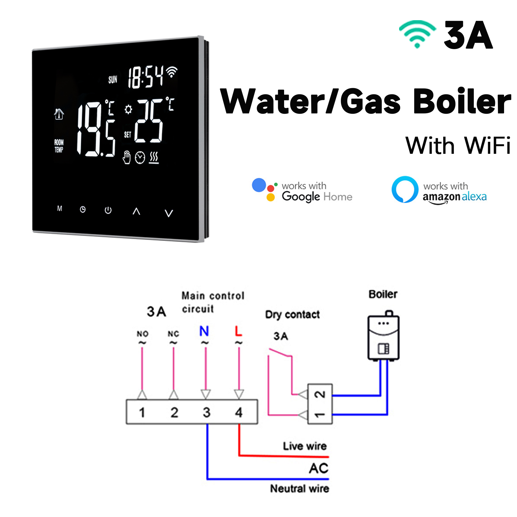 Tuya Wifi Slimme Thermostaat Lcd Touch Screen Voor Elektrische Vloerverwarming Water/Gas Boiler Temperatuur Afstandsbediening: WiFi WaterGas Boiler