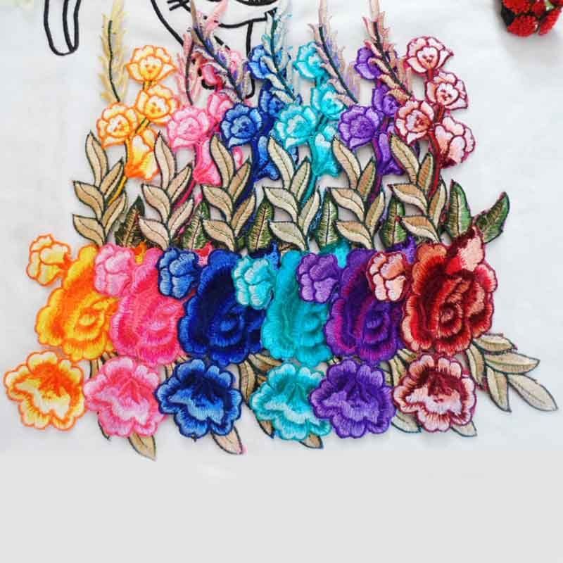 2 stuks applicatie bloemen roos bloem naai strijk patches badge coole geborduurde kleding patches