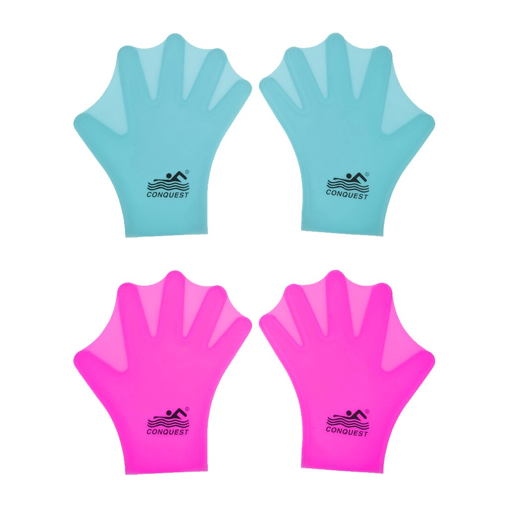 2 Pairs Water Gear Silicone Force Web Gloves Swimming Hand Aqua Training