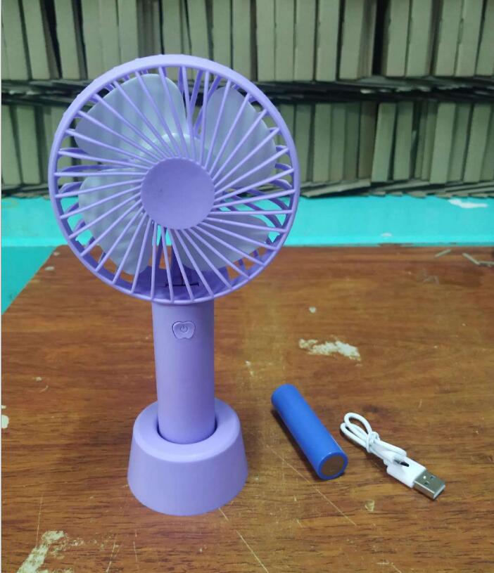 Fabriek Directe Clip Custom Hand-Held Draagbare Cartoon Base Fan Mini Stijl Usb Hand Elektrische Ventilator: purple