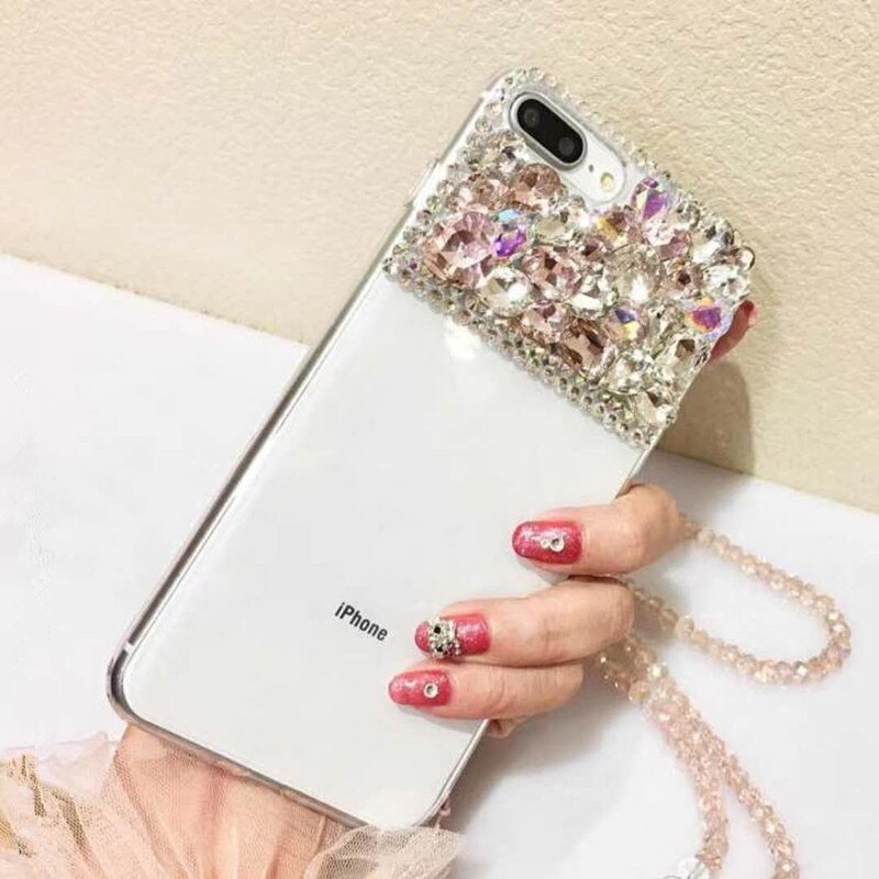 XSMYiss Bling Jewelled Rhinestone Crystal Diamond Soft Back Phone Case Cover For iphone X 5 5S SE 6 6s 7 8 Plus XR Xs Max