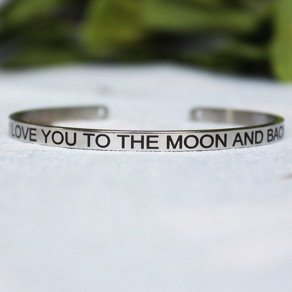 Stainless Steel Engraved Message Bracelet Positive Inspirational Letter Bracelet & Bangle For Women SL-150