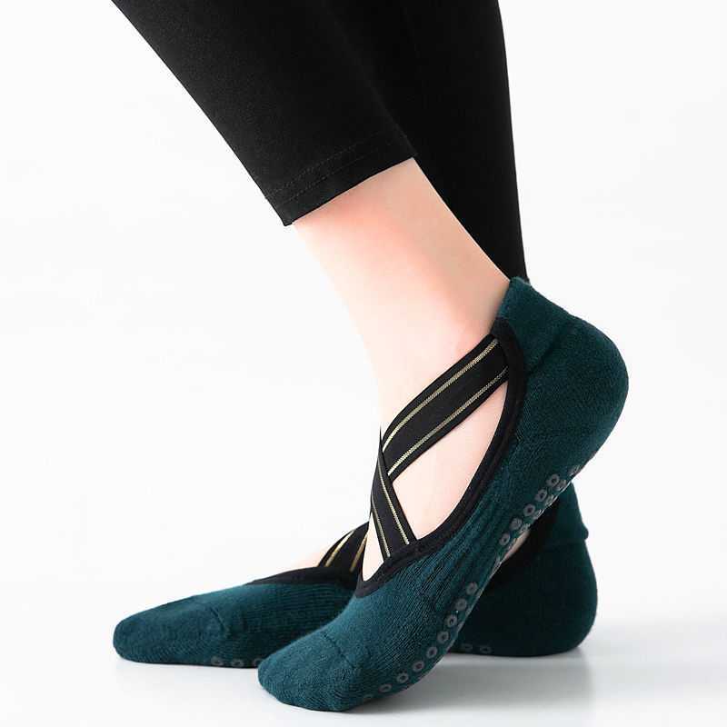 Vrouwen Bandage Yoga Sokken Anti-Slip Quick-Droog Demping Pilates Ballet Sokken Goede Grip Voor Vrouwen katoenen Sokken: Blauw