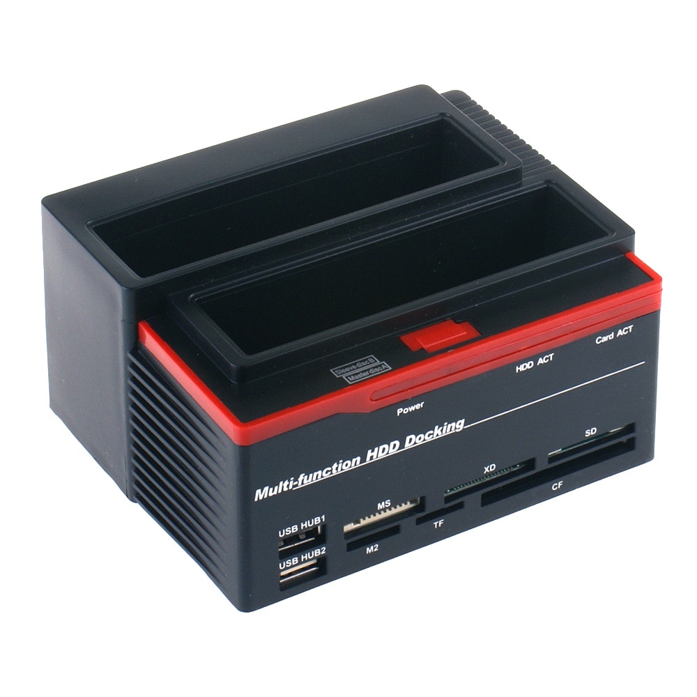 SATA USB2.0 Card Reader All In 1 HDD Docking Station External HDD Box 2.5" 3.5" IDE Two External Storage Enclosure for Computer
