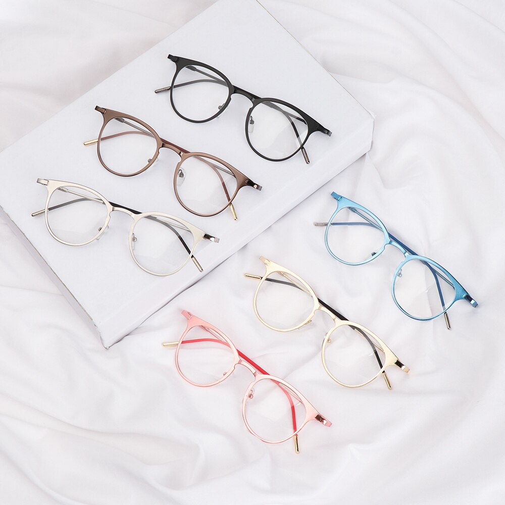 Ultra let stel metal briller kvinder mænd vintage rund stel computer beskyttelse briller ultra lette briller