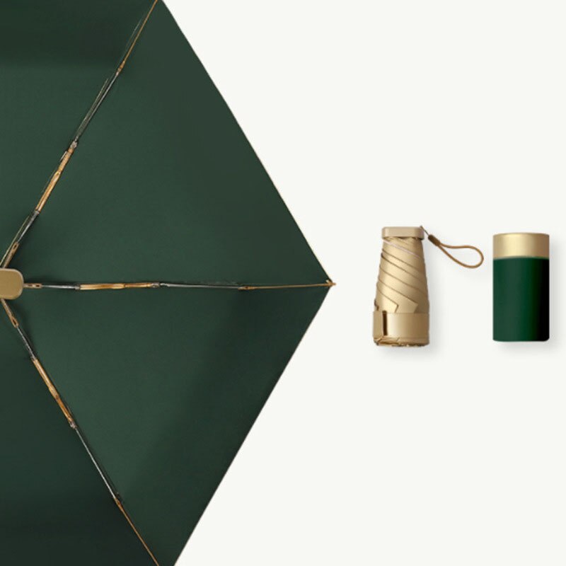 Mini Gold Umbrella Flat Five Fold Umbrella Pocket Umbrella Folding Sunny Rain Dual-use Portable UV Sunscreen Umbrella: D