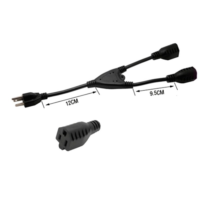 Power Cord Extension Distribution Line, 1 / 2 Male and Female Power Cord Household Computer Adapter Display Appliance Conversion