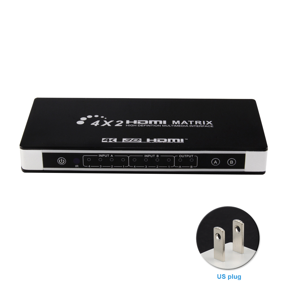 4K 3D 4x2 Aluminum Alloy Video Converter To TV Audio Remote Control Home Gold Plated Interface Matrix Switcher Arc HDMI Splitter